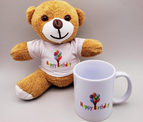 Happy Birthday Tişörtlü Ayıcık Ve Kupa Bardak Seti - Image 1