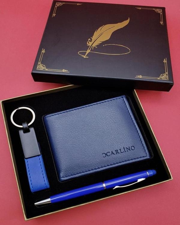 Mavi Cüzdan Anahtarlık Ve Kalem - Image 1