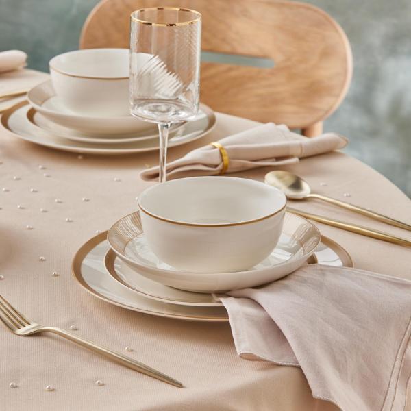 Karaca Forever Bone Gold Line 24 Parça 6 Kişilik Yemek Takımı - Image 1
