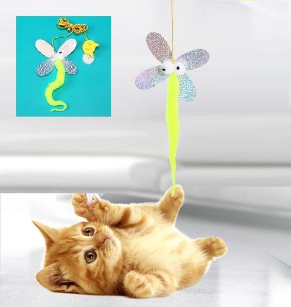 Kelebek Model Elastik Kendinden Yapışkanlı Kedi Oyun Oltası Oyuncak - Image 1