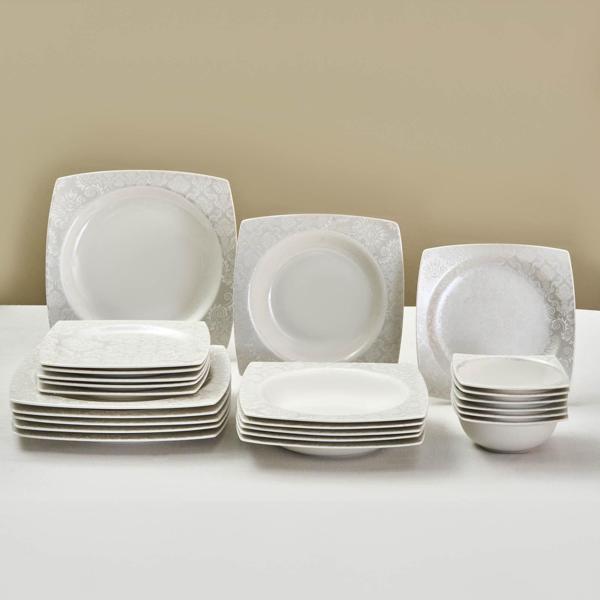 Karaca Square Bone Bridal 24 Parça 6 Kişilik Yemek Takımı - Image 1