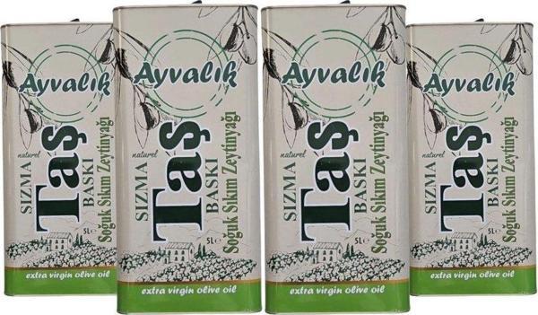 Ayvalık Taş Baskı 4 Lü Sızma Soğuk Sıkım Zeytinyağı 5 Litre - Image 1