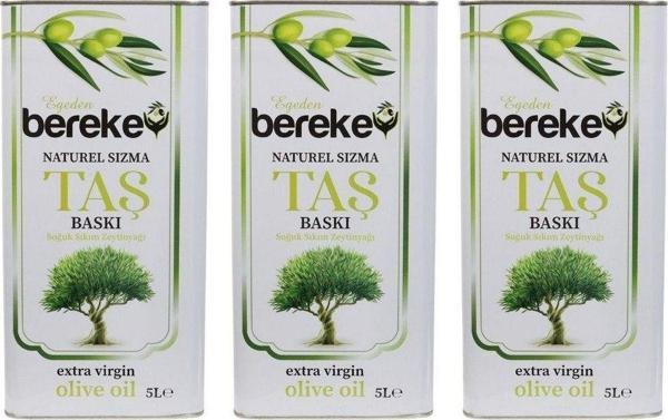 Bereke Naturel 3 Lü Sızma Soğuk Sıkım Taş Baskı Zeytinyağı 5 Litre - Image 1