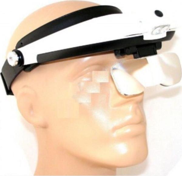 Bosile Kafa Büyüteç Lup Mercek Set Led Işıklı 5 Farklı Ölçüde Lensleriyle Profesyonel Başlık - Image 1