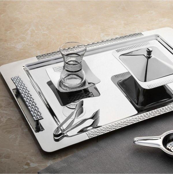 Nehir Sırma Sade Çay Servis Sunum Seti 28 Parça (Bardaksız) - Image 1