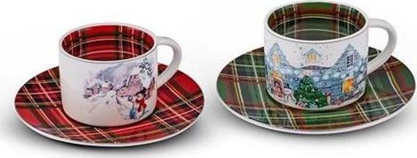 Karaca New Year Yılbaşı Ekoseli 2 Kişilik 230 Ml Çay Fincanı - Image 1