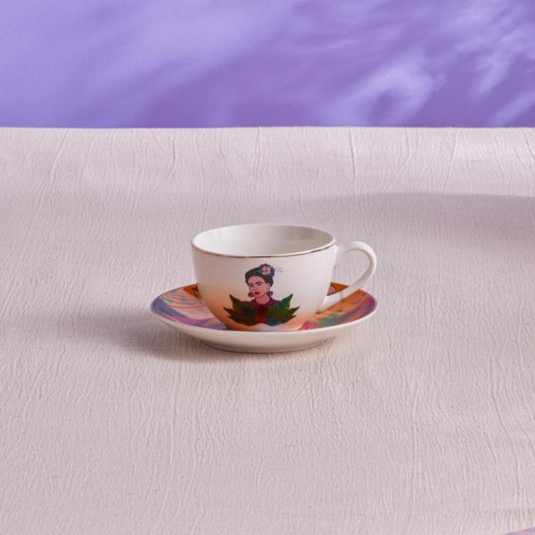 Karaca Frida Çay Fincanı Ve Tabağı Turuncu 220 Ml - Image 1
