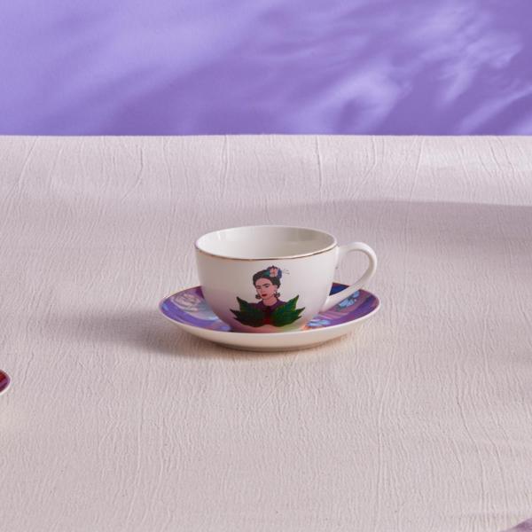 Karaca Frida Çay Fincanı Ve Tabağı Mor 220 Ml - Image 1
