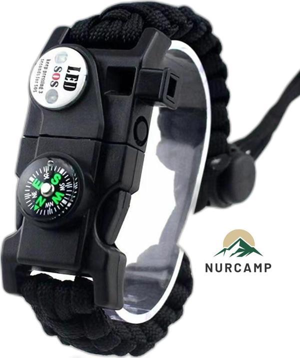 Nurcamp Out-4300 Paracord Hayatta Kalma Bilekliği Siyah - Image 1