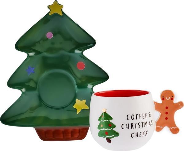 Karaca New Year Yılbaşı Çay Fincanı 180 Ml Ve Çam Ağacı Tabağı - Image 1