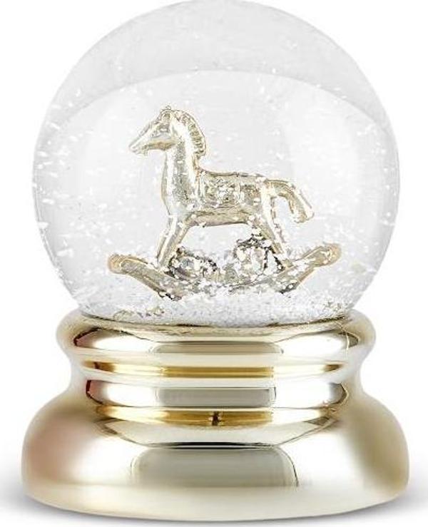 Karaca New Year Yılbaşı Rocking Horse Kar Küresi 8X11 Cm Gold - Image 1