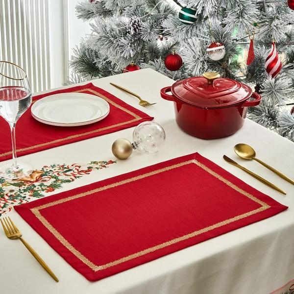 Karaca New Year Yılbaşı Stella 2'Li Amerikan Servisi Kırmızı 32X48 Cm - Image 1