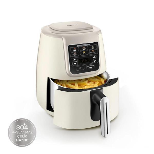 Karaca Air Pro Cook Köz Steel XL Çelik Hazneli Airfryer Iconic Beige 4L - Image 1