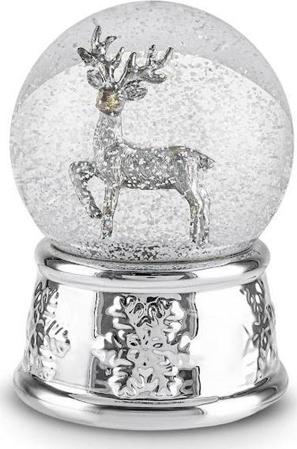 Karaca New Year Yılbaşı Deer Kar Küresi 10X13,6 Cm Gümüş - Image 1