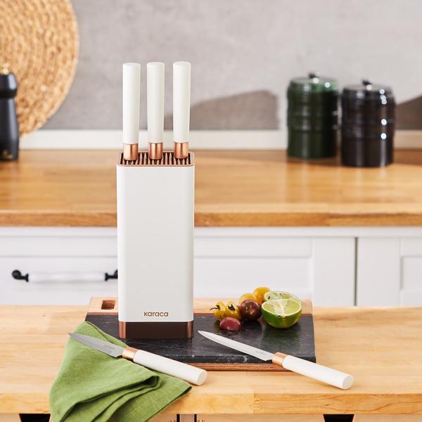 Karaca Skycut 6 Parça Standlı Satırlı Bıçak Seti Krem - Image 1