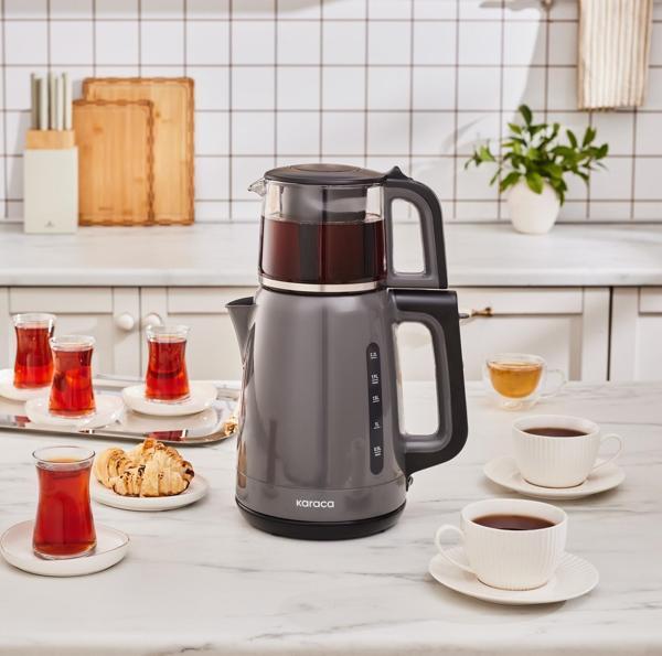 Karaca Mega Tea 1501 Cam Çay Makinesi Space Gray 1500 W - Image 1