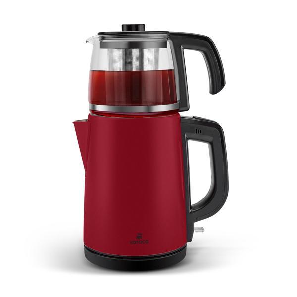 Karaca Tea Glass 2 in 1 Çelik Çay Makinesi ve Kettle Viva Magenta - Image 1