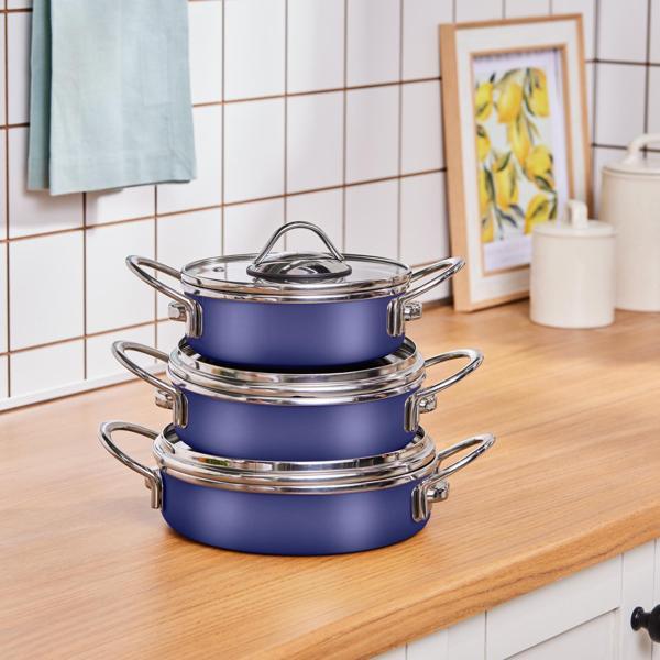 Karaca Ateş Emaye 6 Parça Omlet Sahan Set Lacivert - Image 1