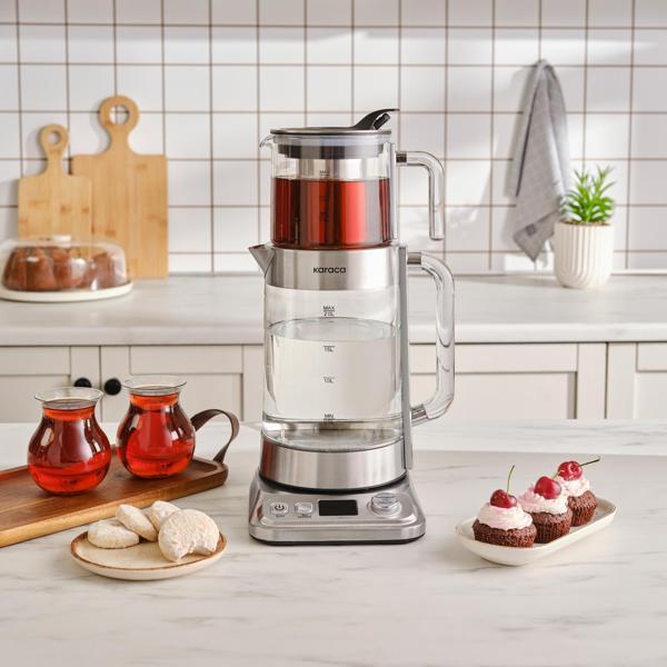 Karaca x Refika Gönlübol Xl Cam Çay Makinesi Chrome - Image 1