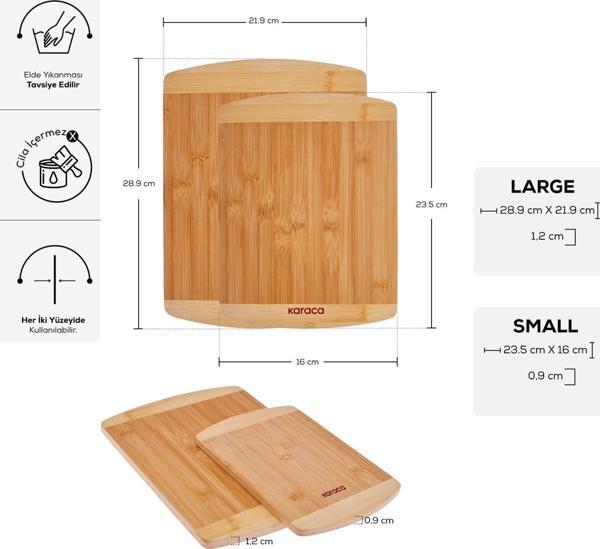 Karaca Alya 2'Li Bambu Kesme Tahtası 23/29 Cm - Image 1