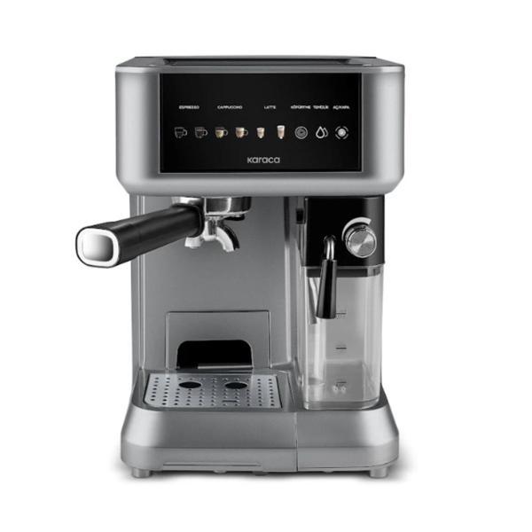 Karaca MyCaffe Barista S10 Entegre Süt Hazneli, Espresso, Latte ve Cappuccino Makinesi Galaxy Grey - Image 1