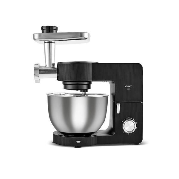 Karaca Multichef Ultra Kıyma Çekme/Sucuk-Sosis/İçli Köfte Aparatlı Hamur Yoğurma Makinesi Black 2000W 7L - Image 1