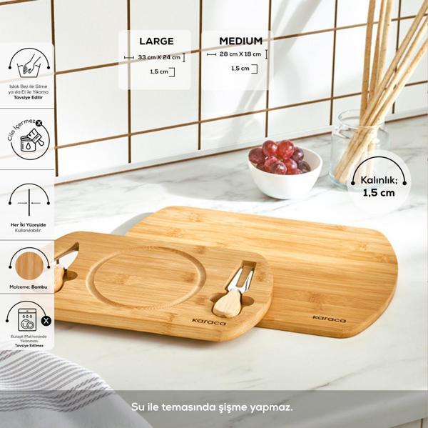 Karaca Lily Bamboo 2'Li Pro Kesme Ve Sunum Tahtası 28/33 Cm - Image 1