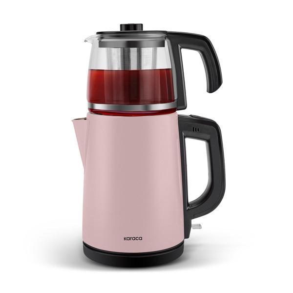 Karaca Tea Glass 2 in 1 Çelik Çay Makinesi ve Kettle Cosmic Lilac - Image 1