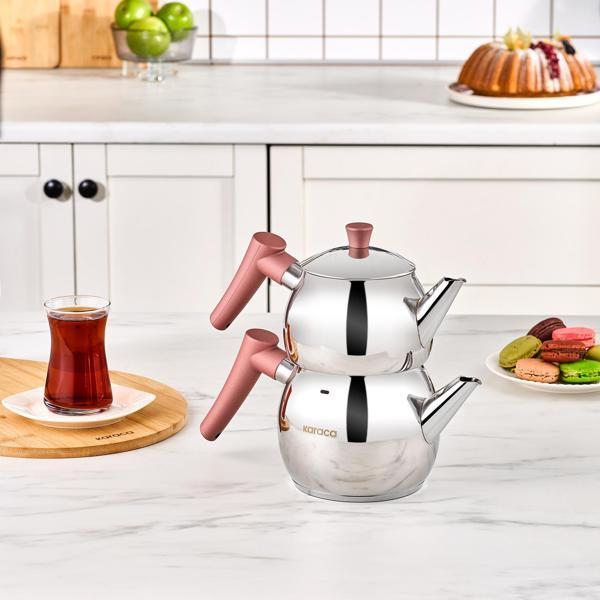 Karaca Frezya İndüksiyon Tabanlı Midi Çaydanlık Takımı Rose - Image 1