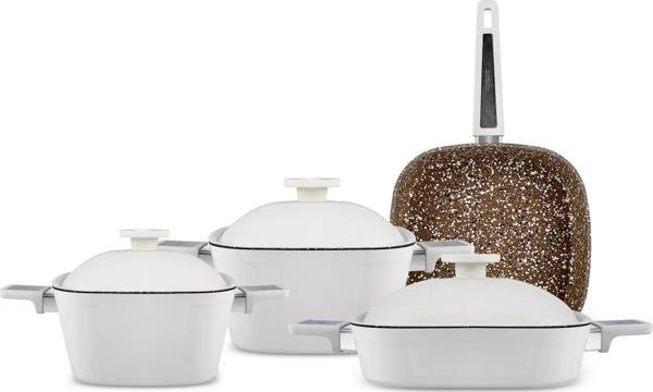 Karaca Biogranit Tank 7 Parça Tencere Seti Cream - Image 1