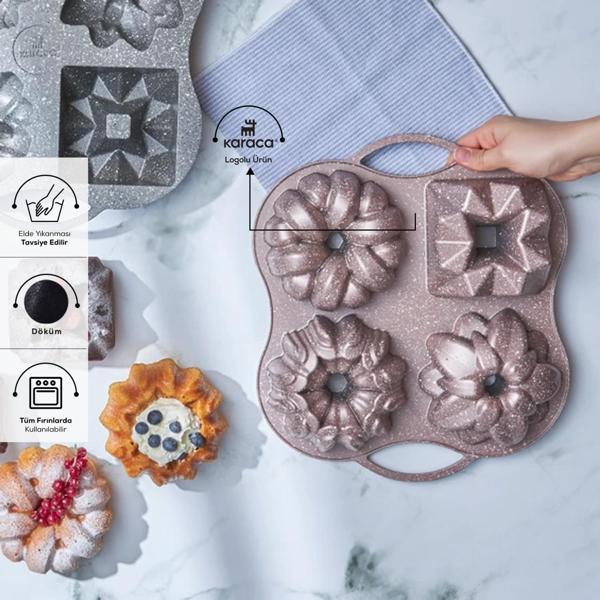 Karaca Cake Pro 4'Lü Rosegold Döküm Kek Kalıbı 35 Cm - Image 1
