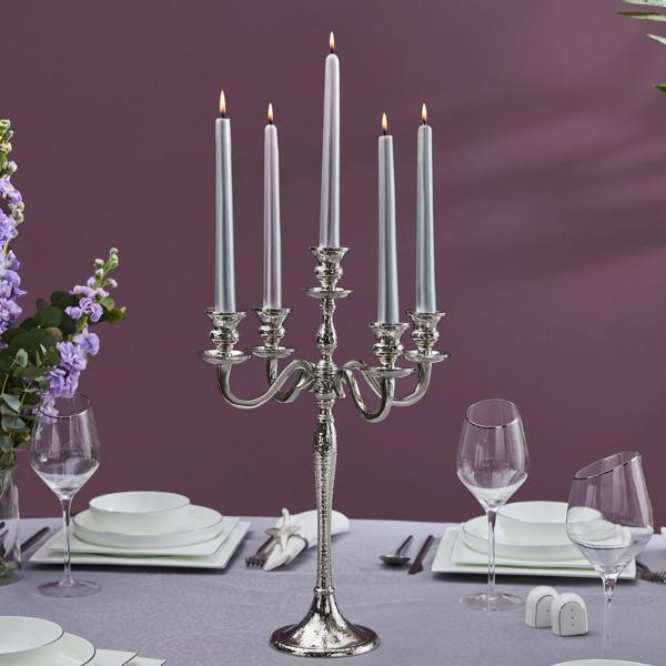 Karaca Home Rena 5'Li Şamdan Silver 45X30 Cm - Image 1