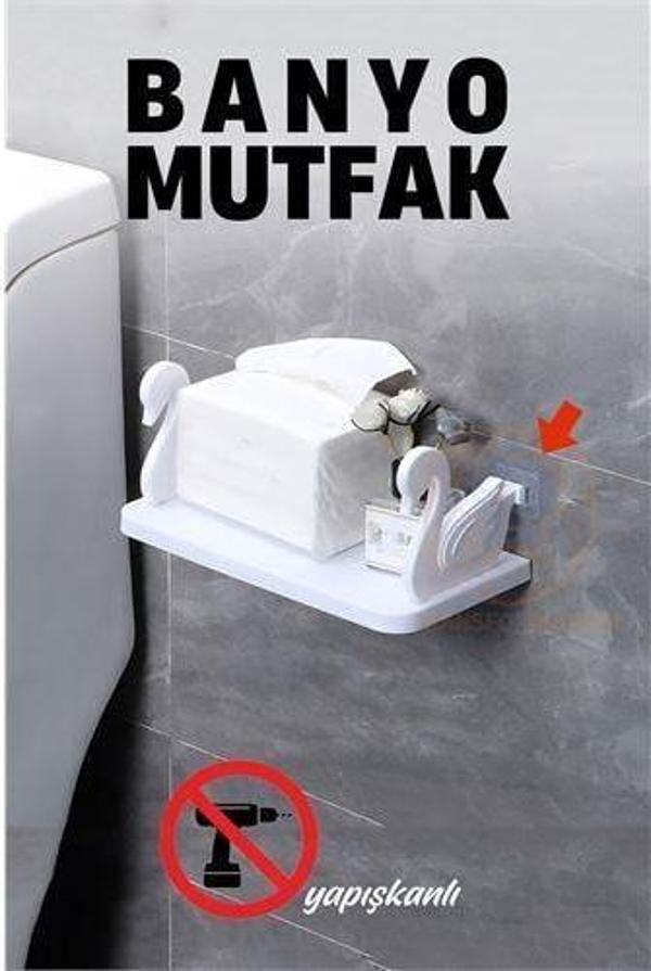 ModaCar Kuğu Tasarımlı Banyo Mutfak Rafı Kendinden Yapışkanlı - Image 1