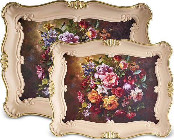 Karaca Barok İkili Dikdörtgen Tepsi 31/42 Cm Renkli - Image 1