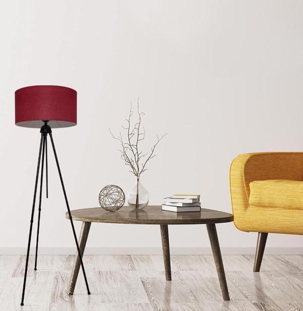 Silindir Başlıklı Bordo Metal Lambader - Image 1