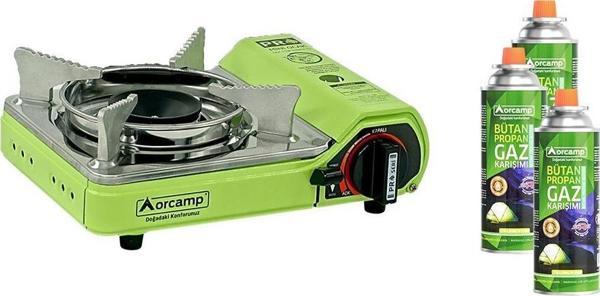 Orcamp Tekli Mini Portatif Ocak Yeşil+3 Adet Kartuş KTS-227 ORC-015-E3  - Image 1