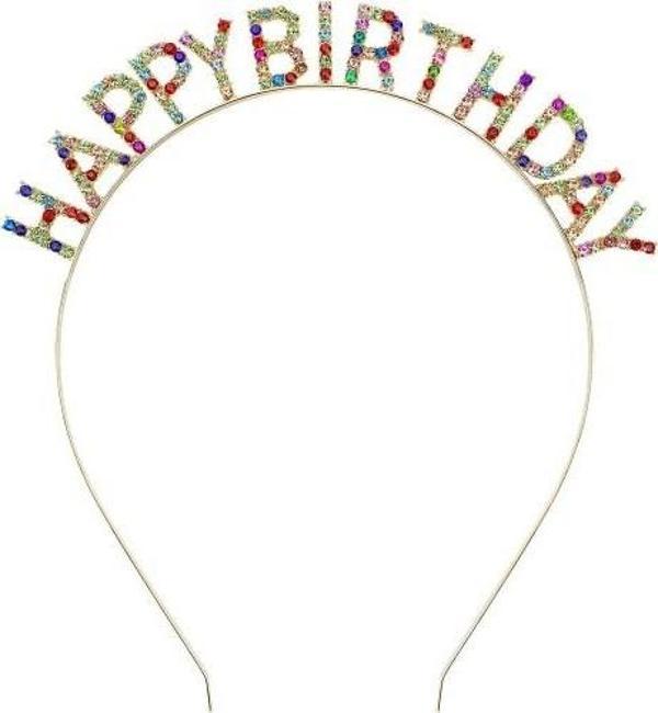 Renkli Kristal Taşlı Lüks Happy Birthday Taçı - Image 1