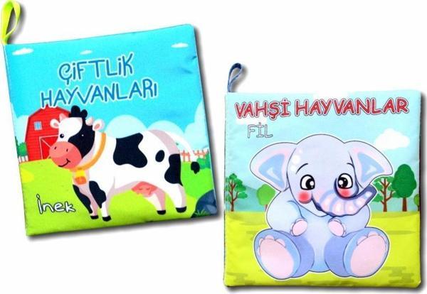 2 Kitap Tox Çiftlik Hayvanlar ve Vahşi Hayvanlar Kumaş Sessiz Kitap T134 T111 - Bez Kitap , Eğitici Oyuncak , Yumuşak ve - Image 1