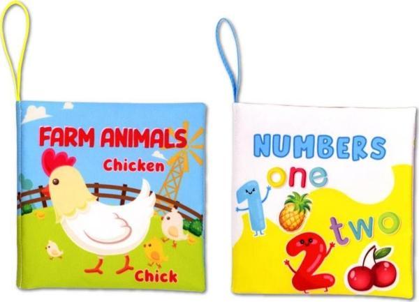 2 Kitap Tox İngilizce Çiftlik Hayvanları ve Rakamlar Kumaş Sessiz Kitap E119 E128 - Bez Kitap , Eğitici Oyuncak , Yumuşa - Image 1