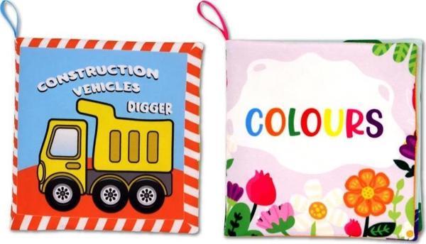 2 Kitap Tox İngilizce İş Makineları ve Renkler Kumaş Sessiz Kitap E118 E129 - Bez Kitap , Eğitici Oyuncak , Yumuşak ve H - Image 1