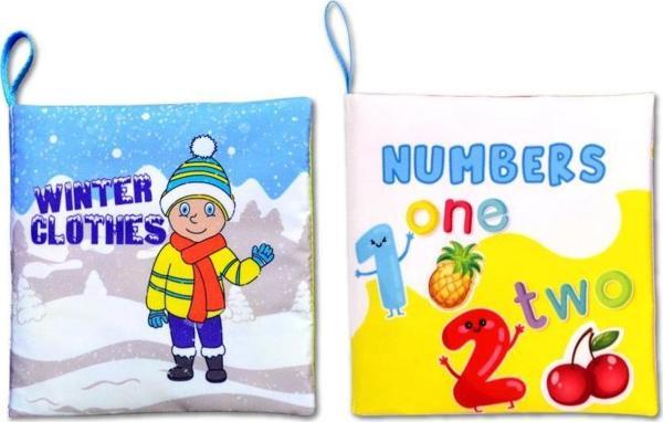 2 Kitap Tox İngilizce Kışlık Giysiler ve Rakamlar Kumaş Sessiz Kitap E124 E128 - Bez Kitap , Eğitici Oyuncak , Yumuşak v - Image 1