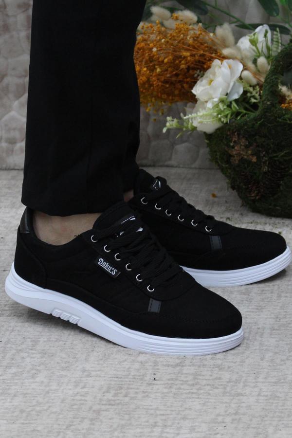 Fort Dks 2038 Siyah Beyaz Hafif Rahat Keten Sneaker Erkek Ayakkabı - Image 1