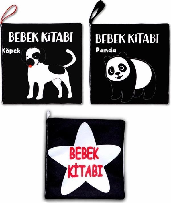 3 Kitap Tox Siyah-Beyaz Evcil, Vahşi Hayvanlar ve Bebek Kumaş Sessiz Kitap T060 T137 T138 - Bez Kitap , Eğitici Oyuncak  - Image 1