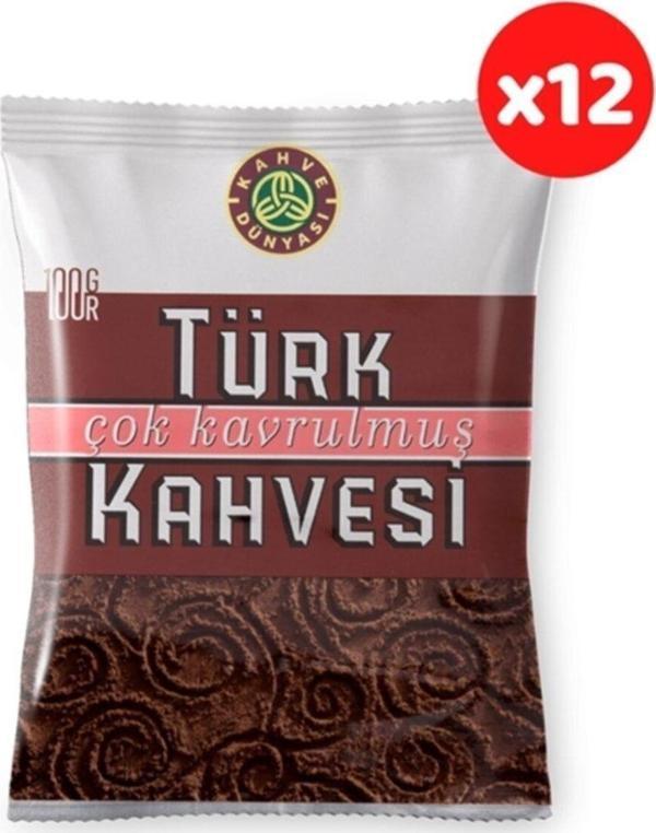 Kahve Dünyası Çok Kavrulmuş Türk Kahvesi 100 gr x 12 Adet - Image 1