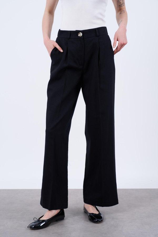 PREMİUM KETEN SİYAH PANTOLON - Image 1