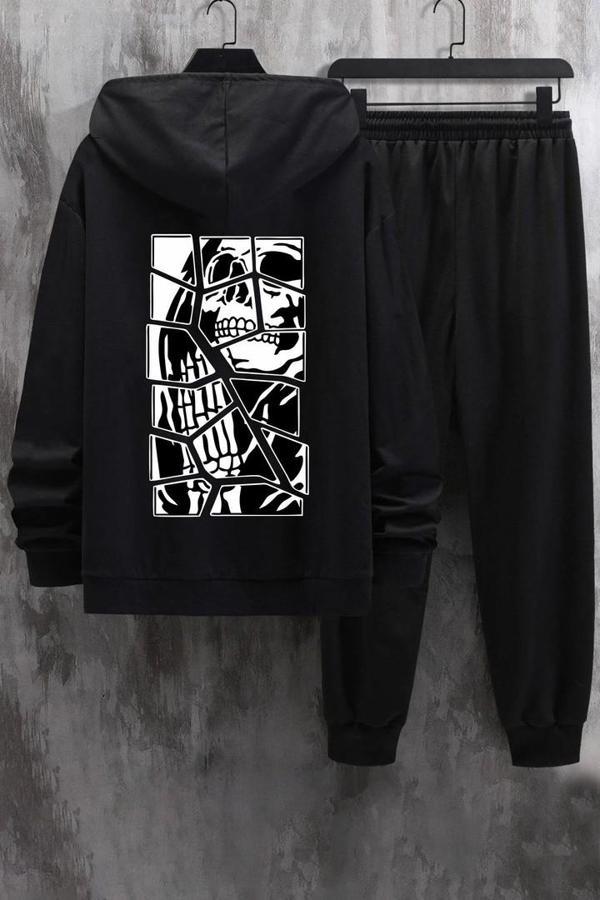 Unisex Skullcracked Baskılı Eşofman Takımı - Image 1