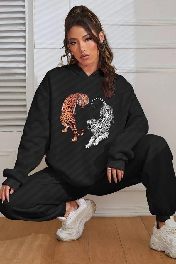 Unisex Tiger Baskılı Eşofman Takımı - Image 1