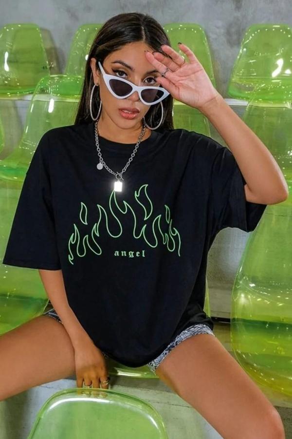 Green Angel Baskılı T-shirt - Image 1