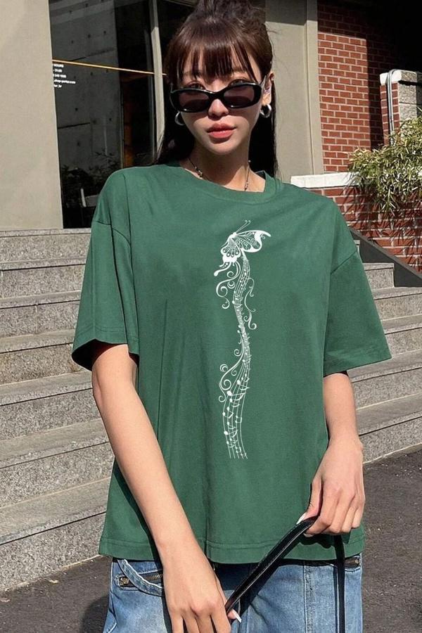 Unisex Butterfly Song Baskılı T-shirt - Image 1