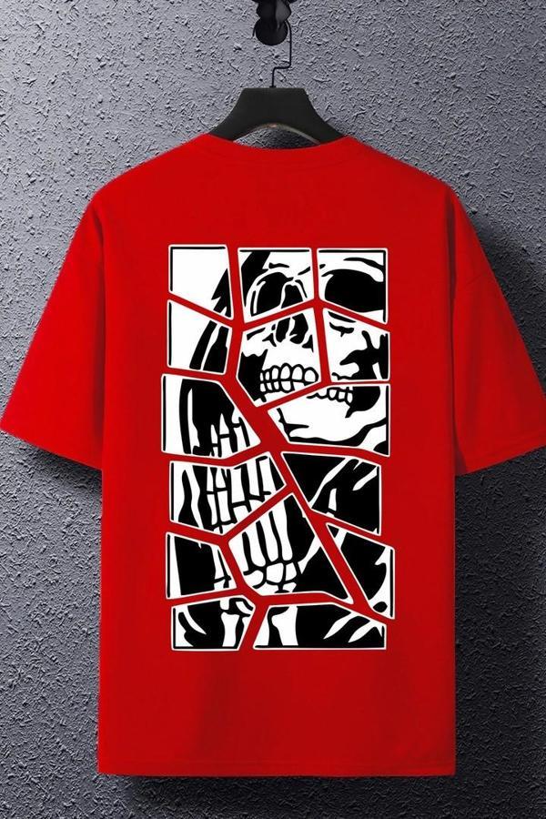 Unisex Skullcracked Baskılı T-shirt - Image 1
